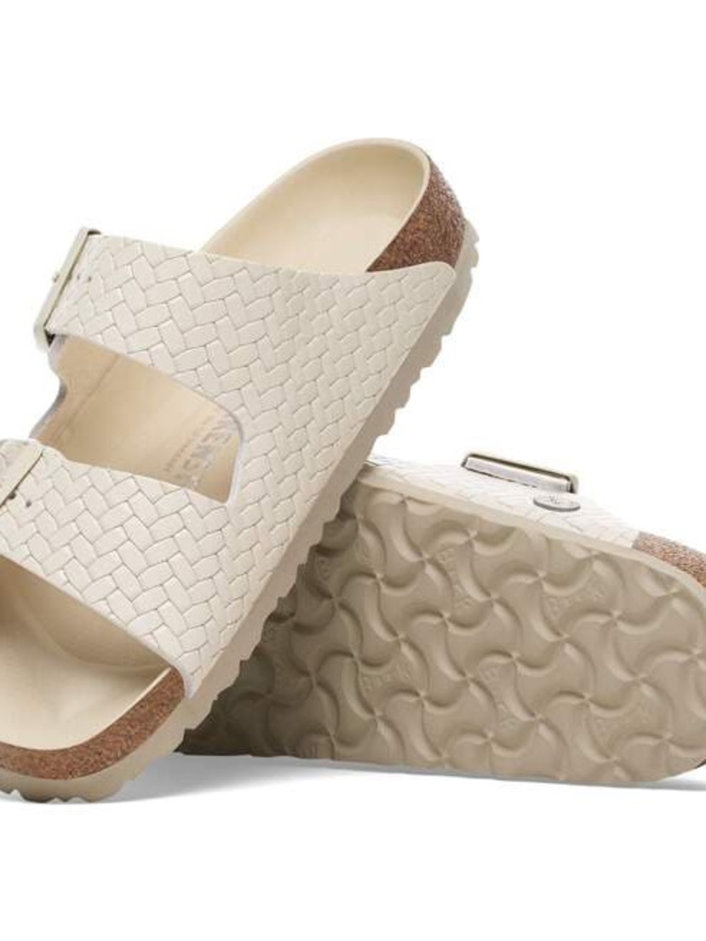 Birkenstock Arizona Woven Embossed Ecru Made in Germany. Size: Ladies 8-9.